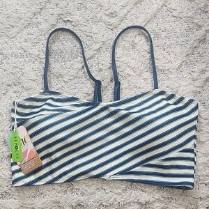 Nani Swimwear Womens Coastal Stripe Crossover Bralette Bikini Top